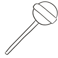 illustration of a stick of lollipop png no background black ink doodle