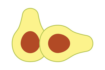 Avocado on white background. Avocado icon symbol simple design. Colourful Silhouette of avocado icon vector. Avocado icon or logo. Vector illustration.