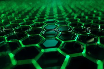 Green hexagon pattern abstract background technology network structure wallpaper design futuristic art 100 on transparent background