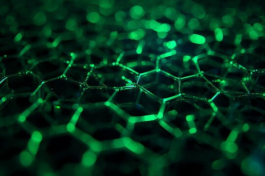 Abstract green hexagon pattern background wallpaper for science technology and design projects on transparent background