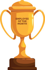 Golden trophy awarded to the employee of the month, celebrating outstanding performance and workplace success