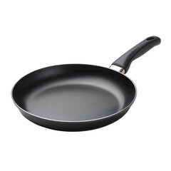 Black Frying Pan with Black Handle on Black Background