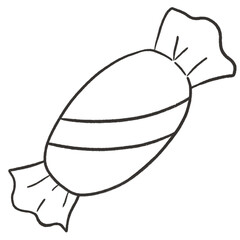 vector illustration of candy wrapped png black ink doodle