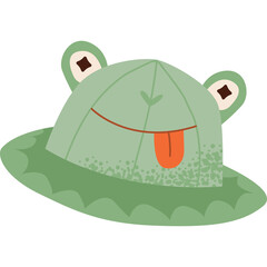 Funny Green Frog Hat With Tongue Sticking Out Transparent Background