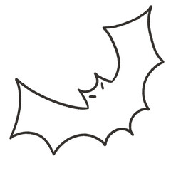 vector illustration of a flying bat mean face png no background black ink doodle