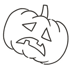 Pumpkin carved sad face png no background black ink doodle