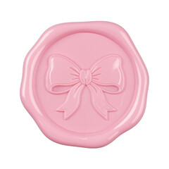 Pink wax seal with a bow emblem isolated png