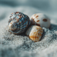 Macro of Seashells and Sand in Calm Natural Tones