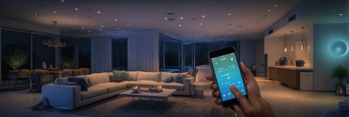 Smart Home Technology Enhances Modern Living in a Stylish Evening Setting