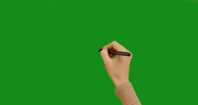 Hand making symbol gestures pack of pen on chroma key green screen background. Gestures pack for touch screen: Plus, minus, equal, question, exclamation, parenthesis, sharp, dollar, euro, and.