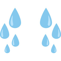 Light Blue Water Droplets Isolated on White Background Representing Rain or Liquid Symbolizing Freshness and Purity