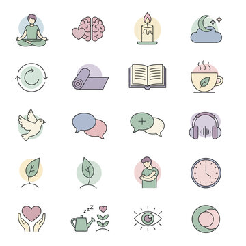 Yoga mand Mindfulness icons