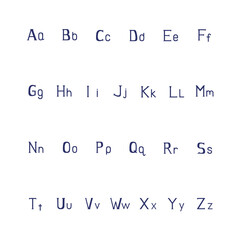 Elegant English vector alphabet, uppercase and lowercase letters, isolated on white background