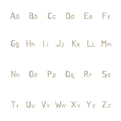 Crystal English vector alphabet set with gemstone and gold effects, uppercase and lowercase letters, isolated on white background