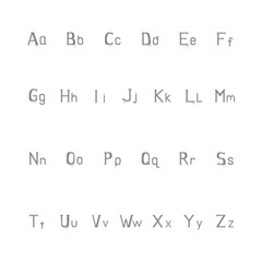 Crystal English vector alphabet set with gemstone and black metal effects, uppercase and lowercase letters, isolated on white background