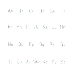 Crystal English vector alphabet set with gemstone effect, uppercase and lowercase letters, isolated on white background