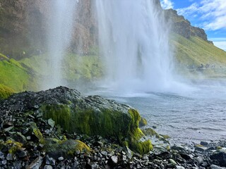 Seljalandsfoss Waterfall, South Iceland, Famous for Walking Behind the Falls