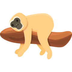 Fototapeta premium Gibbon Monkey Lying On A Branch In Light Peach Color With Black Face And Eyes