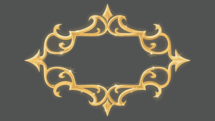 An ornate gilded frame on a solid grey background