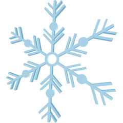 Geometric Light Blue Snowflake Illustration with Circular Center and Rounded Dot Accents on Transparent Background