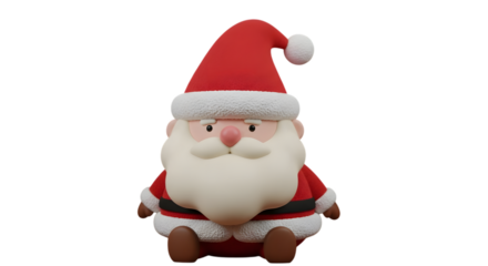 Cute cartoon santa claus figure isolated on transparent background