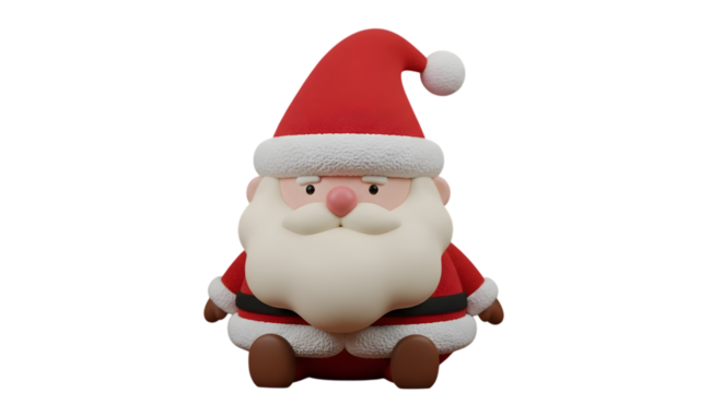 Cute cartoon santa claus figure isolated on transparent background