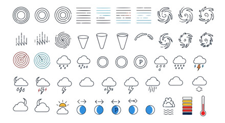 Meteorology Symbols Vector Pack - Synoptic Weather Fronts, Storms, Clouds & Precipitation Icons