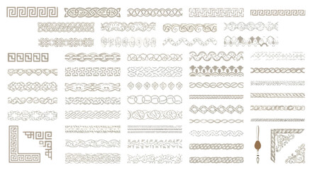 Seamless Ornamental Borders Vector Pack - Celtic Knots, Greek Key, Lace Dividers & Corners