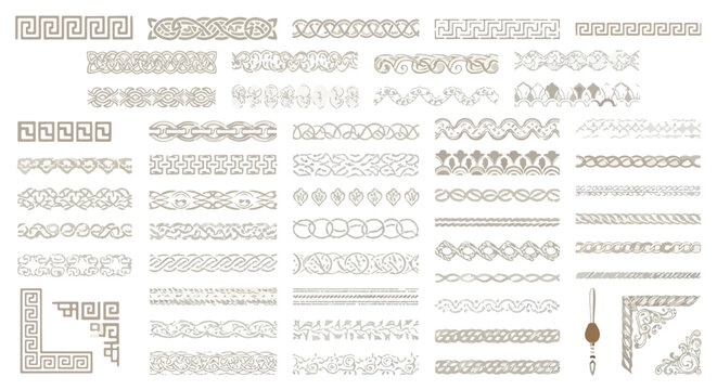 Seamless Ornamental Borders Vector Pack - Celtic Knots, Greek Key, Lace Dividers & Corners