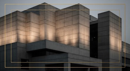 Abstract architecture concrete building exterior geometric design