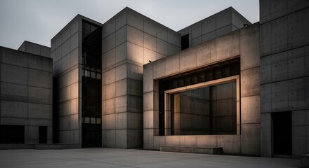Abstract concrete architecture geometric forms minimalist building design