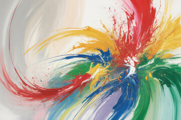 Dynamic swirl of vibrant paint colors in energetic abstract art