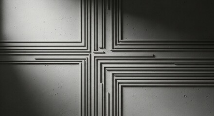 Abstract concrete wall texture with geometric lines and shadow
