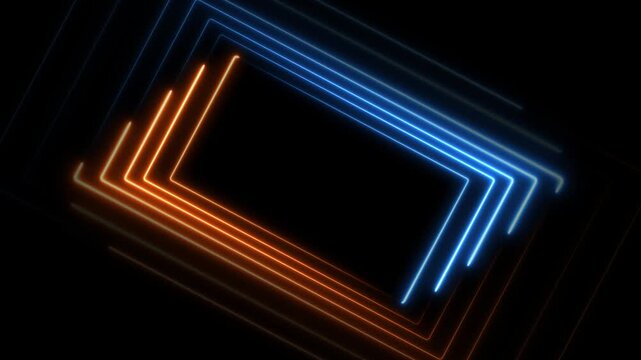 Abstract glowing motion design neon arrows animation on transparent background.