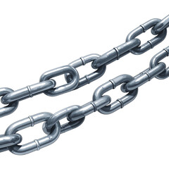 Fototapeta premium Two parallel steel chains, rendered in a detailed, realistic style, against a black background