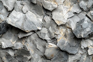Gray stone wall texture closeup with irregular natural rock surface pattern, rugged structure, and detailed cracks
