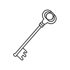 A vintage key line art Vector illustration