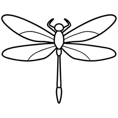 A simple dragonfly line art Vector illustration