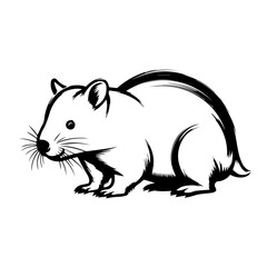 Fototapeta premium Black and White Silhouette of a Wombat for Animal Blogs, Wildlife Education, Conservation Awareness, and Nature Websites