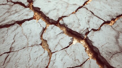 Cracked Earth Revealing Dry Soil and Natural Textures Under Bright Sunlight in a Barren Landscape