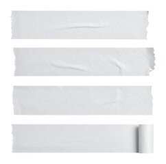 Clear Adhesive Tape Strips with Slight Surface Imperfections, Isolated on Transparent Background