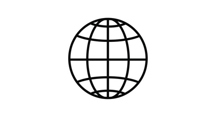 Simple black outline globe icon representing global connectivity internet world wide web digital communication concepts silhouette