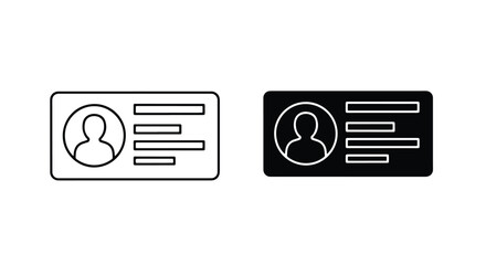 Two id card icons person profile identity document graphic symbol - Line and glyph icon and logo - Vector icon symbol for website - Icon vector
