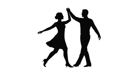 Dynamic silhouette of couple dancing energetically capturing joyful movement and rhythmic flow together silhouette