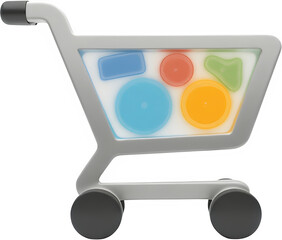 미래형홀로그램쇼핑카트흰색배경