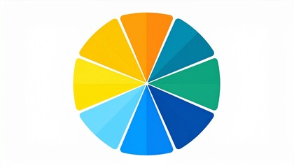 Colorful circular diagram with sections in shades of yellow, orange, blue, and green.
