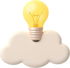 클레이모피즘_3D_전구와_구름말풍선_아이디어_일러스트