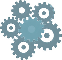 중앙배치된은색톱니바퀴기어일러스트