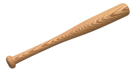 A polished wooden baseball bat with distinct wood grain patterns