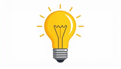 Illustration of a bright yellow light bulb with radiating light.